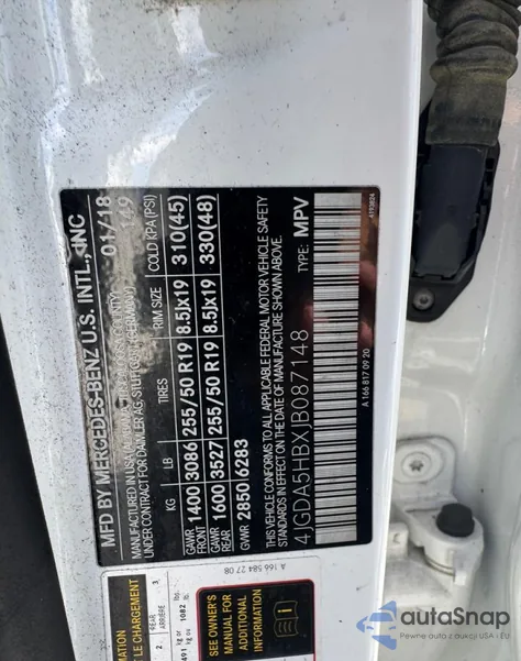 2018 Mercedes-Benz Gle 350 4Matic from USA, damaged, VIN 4JGDA5HBXJB087148